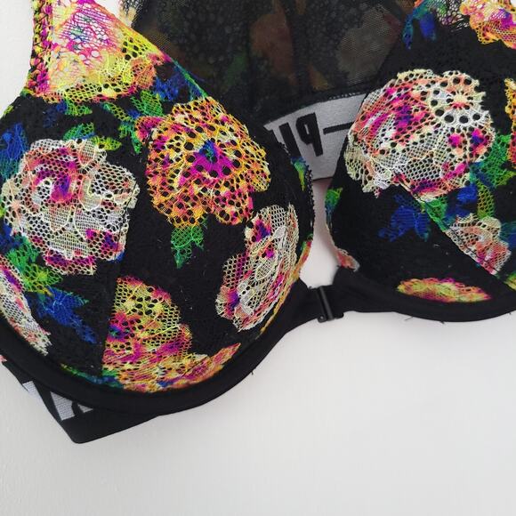 PINK Victoria's Secret Date Push-Up Bra Lace Floral Racerback Front Clasp 32C - Picture 3 of 10